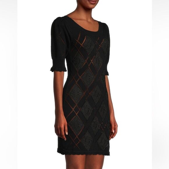 NWT LoveShackFancy KATARA KNIT BLACK MINI DRESS Large - Picture 9 of 16